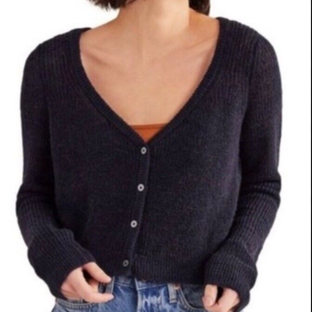 Navy cropped cardigan